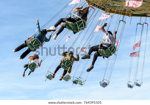 Rotating Chair Swing Ride Carousel Teenagers Stock Photo 764395501 ...