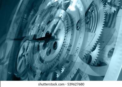 Rotating clock, close-up