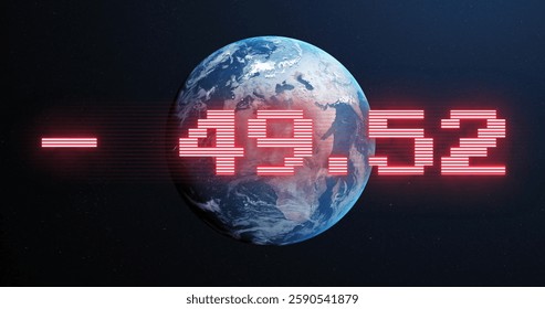 Rotating Earth with red numerical data image over space background. globe, technology, digital, futuristic, rotation, cosmos - Powered by Shutterstock - Get 15% off with code: PIKWIZARD15