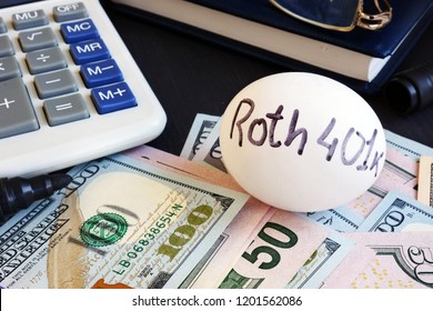 Roth 401k Written On A Side Of Egg And Money.