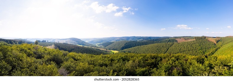 The Rothaargebirge Mountains In Germany Panorama