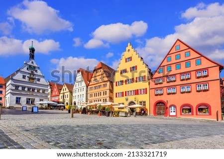 Rothenburg ob der Tauber, Bavaria, Germany. Market Square of the medieval town of Rothenburg .