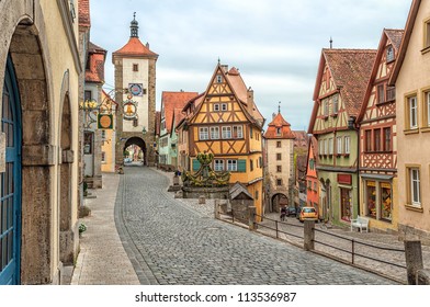 Rothenburg Ob Der Tauber, Famous Historical Old Town, Germany, Europe