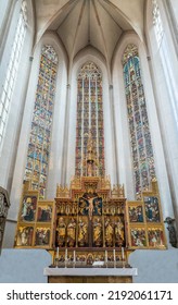 Rothenburg Ob Der Tauber, Germany - July 20, 2021: The Altar Of The St.Jakobs Lutheran Church