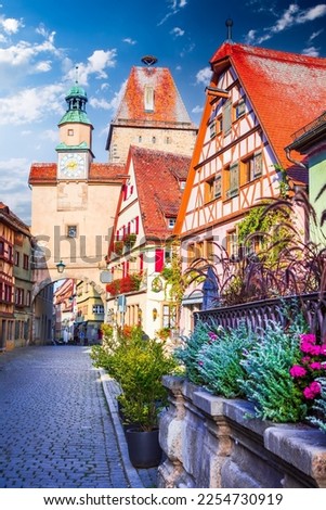 Rothenburg ob der Tauber, Germany. Historic town of Rothenburg, Franconia medieval Bavaria. Romantic Road famous scenic route.
