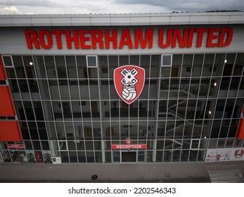 ROTHERHAM, UK - 2022: Aerial View Of Rotherham AESSEAL Football Stadium UK