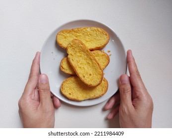 Roti Bagelen. Made From Sweet Bread That Is Spread With Margarine Or Buttercream, Then Dried By Baking. Authentic Snack From Purworejo, Central Java, Indonesia