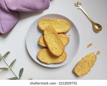 Roti Bagelen. Made From Sweet Bread That Is Spread With Margarine Or Buttercream, Then Dried By Baking. Authentic Snack From Purworejo, Central Java, Indonesia