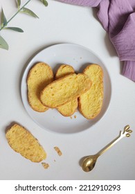 Roti Bagelen. Made From Sweet Bread That Is Spread With Margarine Or Buttercream, Then Dried By Baking. Authentic Snack From Purworejo, Central Java, Indonesia