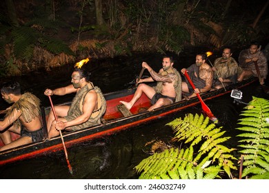 Rotorua, New Zealand - September 25: View Of Unidentified Maori People Near A Traditional Maori Village In Rotorua, New Zealand On September 25, 2014.