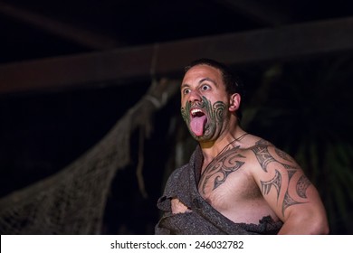 Rotorua, New Zealand - September 25: View Of Unidentified Maori People Near A Traditional Maori Village In Rotorua, New Zealand On September 25, 2014.