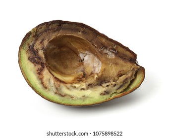 Rotten Avocado On White Background.