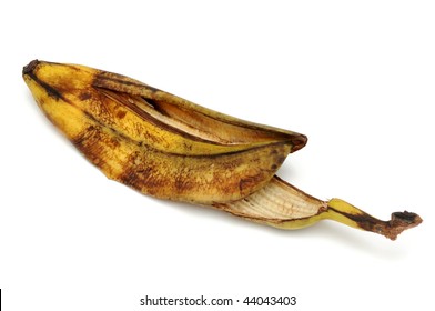 Rotten Banana Peel Isolated On White