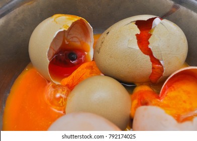 Rotten Eggs In Bowl. Bad Eggs Are Not For Eating And They Have Terrible Smell