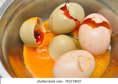 Rotten Eggs In Bowl. Bad Eggs Are Not For Eating And They Have Terrible Smell