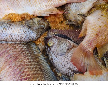 Rotten Fish In Basket.water Polluted