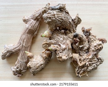 Rotten Ginger On Wooden Background