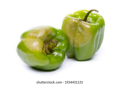 Rotten Green Bell Pepper Isolated On White Background