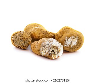 Rotten Potatoes Are Isolated On White Background.