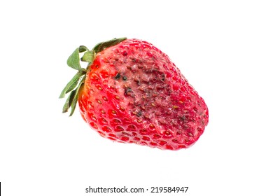 Rotten Strawberry On White Background