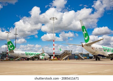 Rotterdam Airport, Netherland - June 2020: Transavia Airplanes Parked During Covid On The Airport