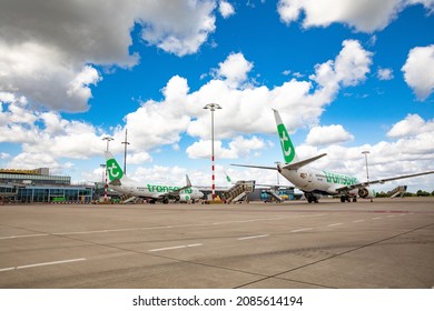 Rotterdam Airport, Netherland - June 2020: Transavia Airplanes Parked During Covid On The Airport