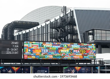 Rotterdam Netherlands 14 May 2021 Eurovision Song Contest 2021 Sign In Front Of Ahoy Building 