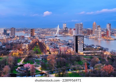 Rotterdam, Netherlands city skyline over the Nieuwe Maas River at twilight. - Powered by Shutterstock