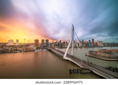 Rotterdam, Netherlands city skyline over the river at twilight. - Powered by Shutterstock