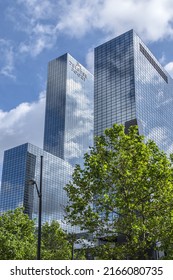 Rotterdam, The Netherlands - MAY 26, 2022: Modern Architecture Of Rotterdam Building With Colorful Metal And Glass Facade.