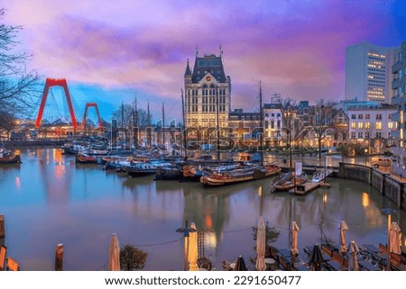 Rotterdam, Netherlands from Oude Haven Old Port at Twilight.