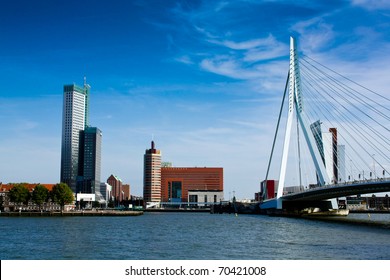 Rotterdam Panorama With Erasmus Bridge