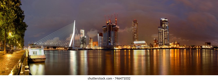 rotterdam skyline panoramic images, stock photos & vectors