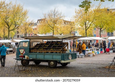 Rotterdam, South Holland, The Netherlands, 06.11.2021, A Weekly Open Air Farmers Market At Noordplein Street In Rotterdam Oude Noorden