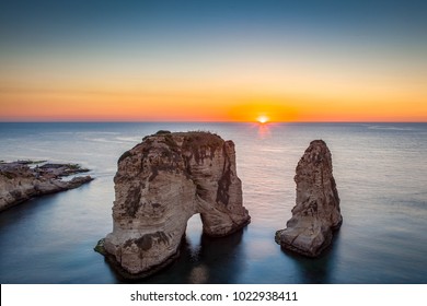 Rouche Sunset in Beirut - Shutterstock ID 1022938411