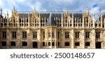 ROUEN, NORMANDY, FRANCE, facade of the "Palais de Justice", neo-Gothic courthouse, formerly known as the Exchequer of Normandy, or the Parliament of Normandy