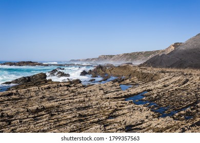 Rough coast with structured rocks