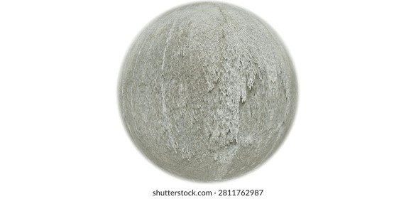 Rough Concrete Sphere Texture with Weathered Grungy Surface Isolated on White Background for 3D Modeling Material and Architectural Design. 