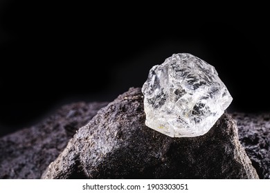 Rough Diamond, Uncut Gemstone, Mine Bottom. Concept Of Mining And Extraction Of Rare Ores.