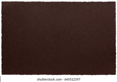 Rough Edges Paper Sheet Isolated On White. Brown Background.