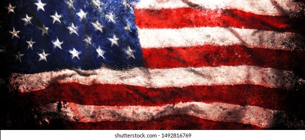 Rough Faded US American Flag Background Or Patriotic Wallpaper