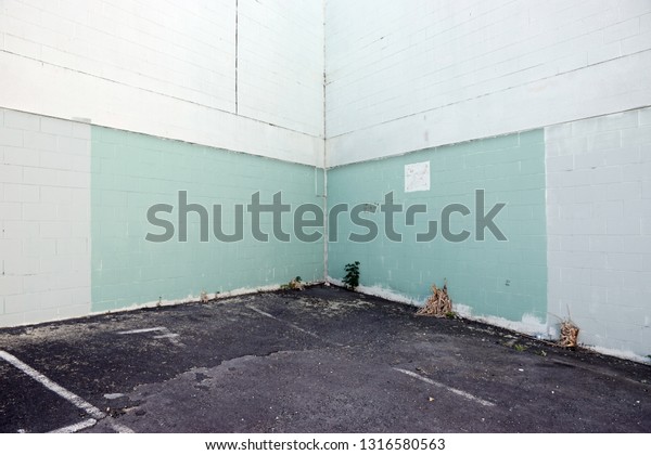 Rough Painted Concrete Block Wall Background Stock Photo