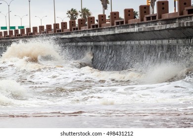 Rough seas in Montevideo, Uruguay