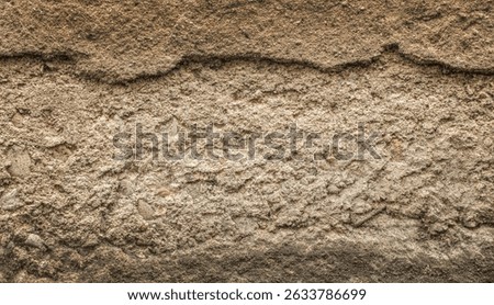 Rough textured earth wall surface showing layers of soil and sediment for background.