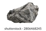 Rough textured grey and black igneous rock fragment