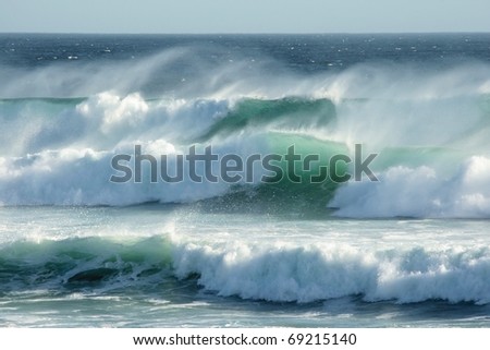 Rough windswept waves off the South African shore