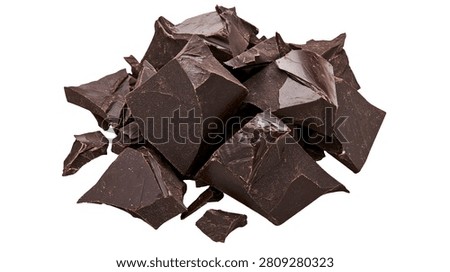 Roughly chopped dark chocolate chunks piled in a heap