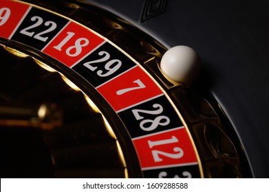 Roulette ball on number seven
