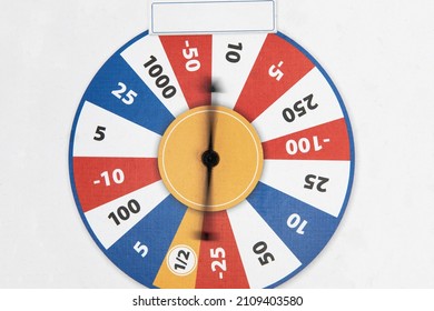 Roulette Fortune Spinning Wheel Flat Icon Casino Money Games Or Board Game - Bankrupt Or Lucky Element. Fortune, Wheel For Casino, Success Game Roulette Top View Points