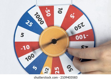 Roulette Fortune Spinning Wheel Flat Icon Casino Money Games Or Board Game - Bankrupt Or Lucky Element. Fortune, Wheel For Casino, Success Game Roulette Top View Points